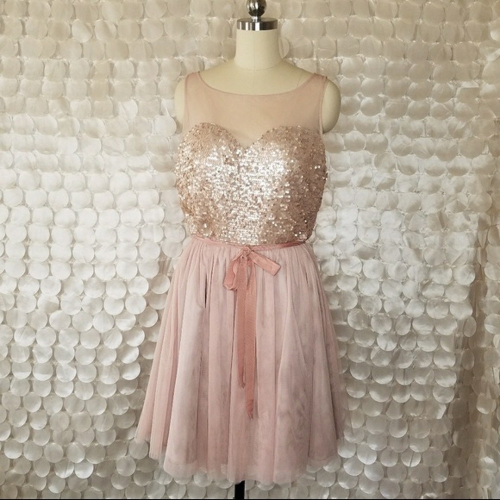 Jun & Ivy Sequin Rose gold tulle dress SO CUTE